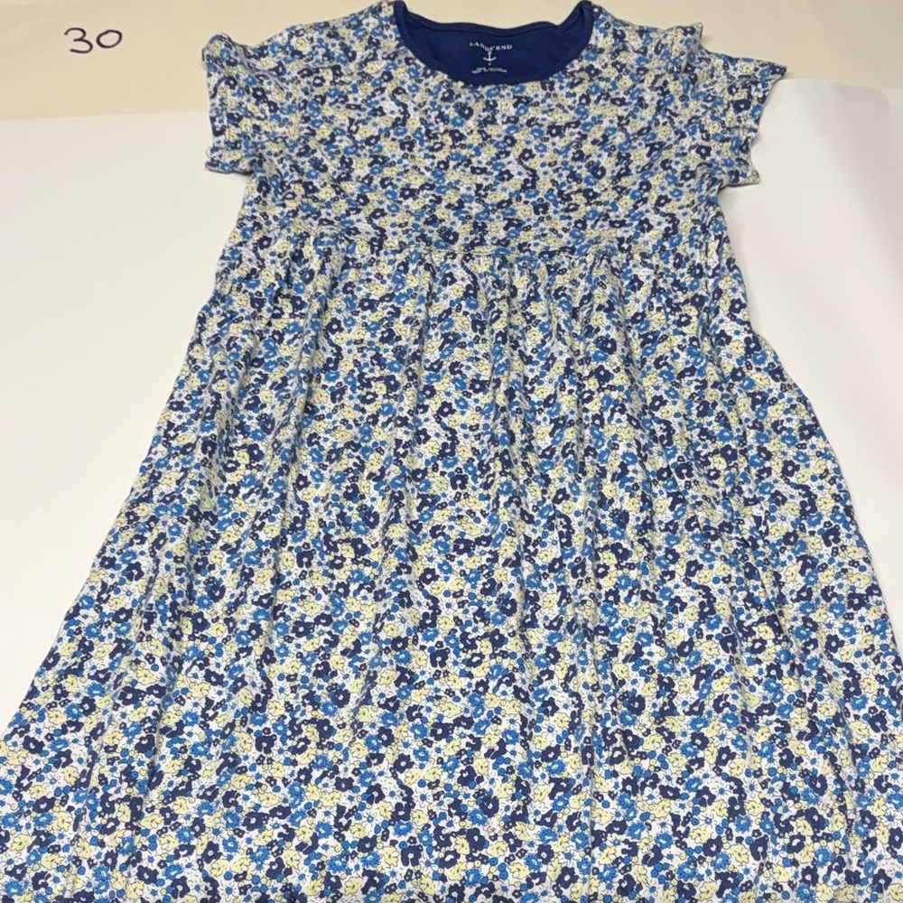 Lands' End Blue and Yellow Floral Kids Dress